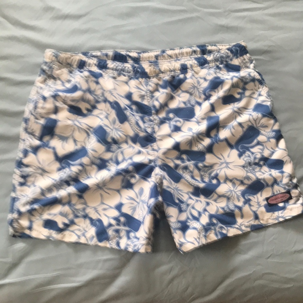 Vineyard Vines Blue Floral & Whale Swim Trunks Sz XL
